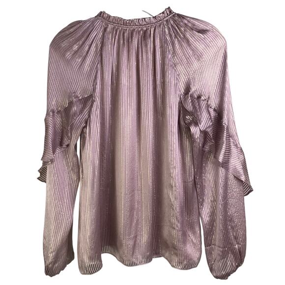 Alice & Trixie by Angela George Top Womens XS Metallic Pink V-Neck Ruffle Sleeve - Picture 3 of 8